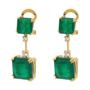 Art Deco Emerald Doublet Silhouette Drop Earrings